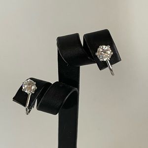 💥💍Vintage Cubic Zirconia  earrings sterling clip earrings